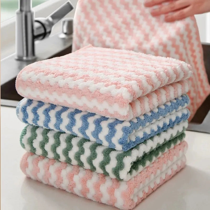 Coral Fleece Dishcloths Super Absorbent Scouring Pads Wet And Dry Kitchen Cleaning Towels Rags 5/10/15/PCS/Lot